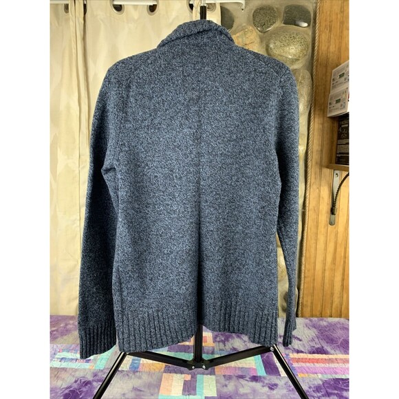 LOGG By H&M Mens Medium Pullover Sweater Knit Blue Mock Neck 1/4 Button - Picture 4 of 8
